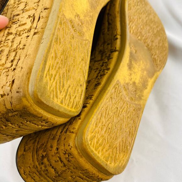 Dezario Leather Animal Print Platform Cork Wedge Sandals - Size 39 / 8.5 - Picture 7 of 9